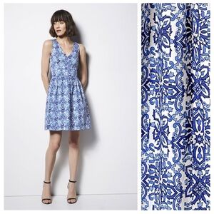 Milly Blue Printed Floral A-Line Mini Dress
